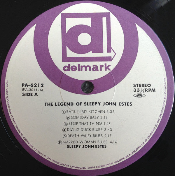 Sleepy John Estes - The Legend Of Sleepy John Estes (Vinyl, LP, Album, Reissue, Stereo) Very Good Plus (VG+) / Very Good Plus (VG+)