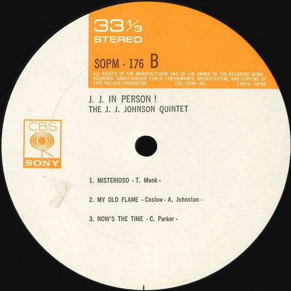 The J.J. Johnson Quintet - J. J. In Person! (Vinyl, LP, Album, Reissue, Stereo) Very Good Plus (VG+) / Very Good Plus (VG+)