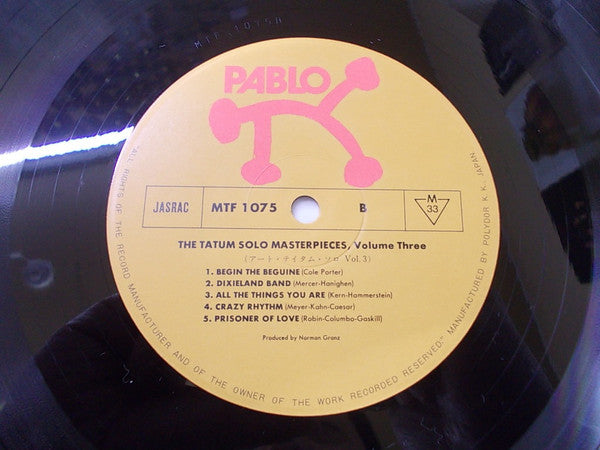 Art Tatum - The Tatum Solo Masterpieces, Vol. 3 (Vinyl, LP, Album, Mono) Very Good (VG) / Good Plus (G+)