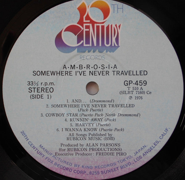 Ambrosia (2) - Somewhere I've Never Travelled (Vinyl, LP, Album) Very Good (VG) / Good (G)