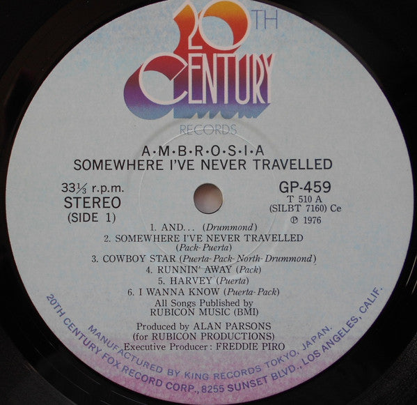 Ambrosia (2) - Somewhere I've Never Travelled (Vinyl, LP, Album) Very Good (VG) / Very Good (VG)