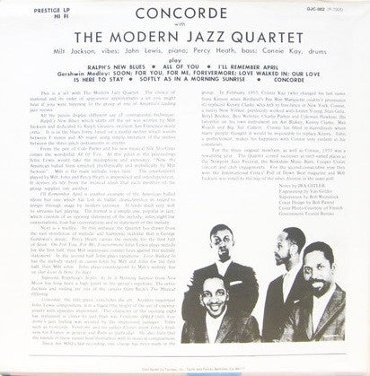 The Modern Jazz Quartet - Concorde (Vinyl, LP, Album, Reissue, Mono)