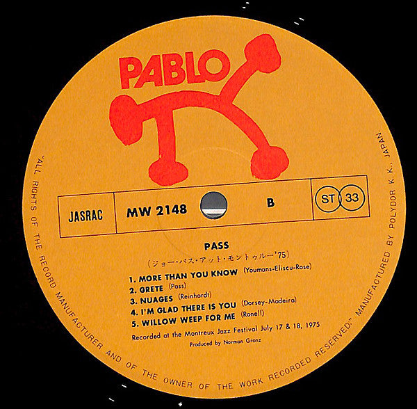 Joe Pass - At The Montreux Jazz Festival 1975 (Vinyl, LP, Album) Very Good Plus (VG+) / Very Good Plus (VG+)