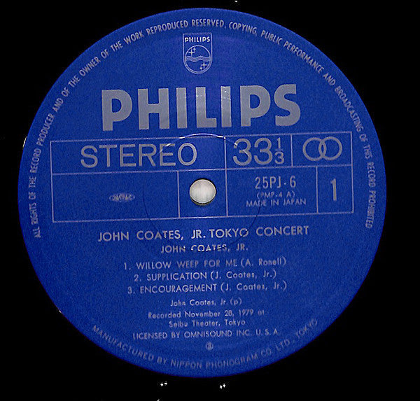 John Coates, Jr - Tokyo Concert (Vinyl, LP, Album) Very Good Plus (VG+) / Very Good Plus (VG+)