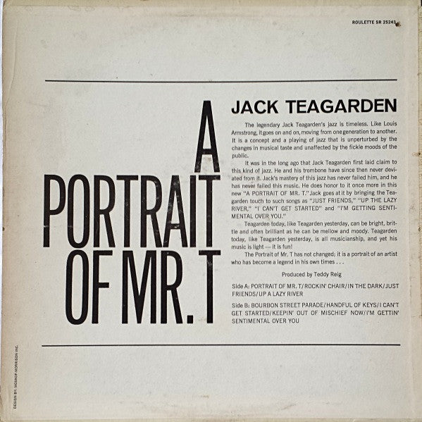 Jack Teagarden - A Portrait Of Mr. T (Vinyl, LP, Album, Stereo) Very Good (VG) / Good Plus (G+)