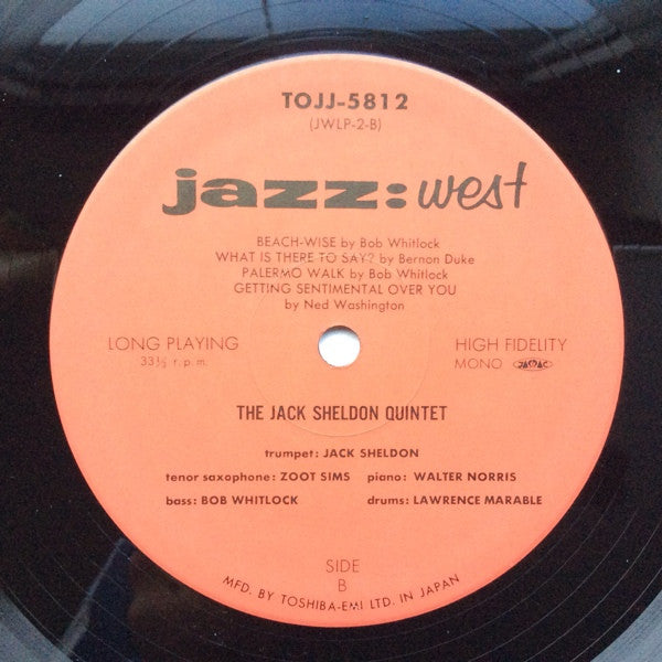 Jack Sheldon Quintet - Jack Sheldon Quintet (Vinyl, LP, Album, Limited Edition, Reissue, Mono) Very Good Plus (VG+) / Very Good (VG)