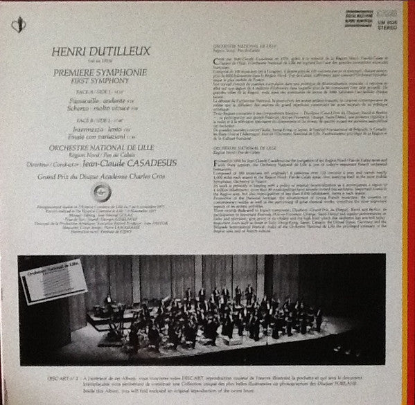 Henri Dutilleux - Symphonie N°1 (Vinyl, LP, Album, Reissue, Stereo) Near Mint (NM or M-) / Very Good Plus (VG+)