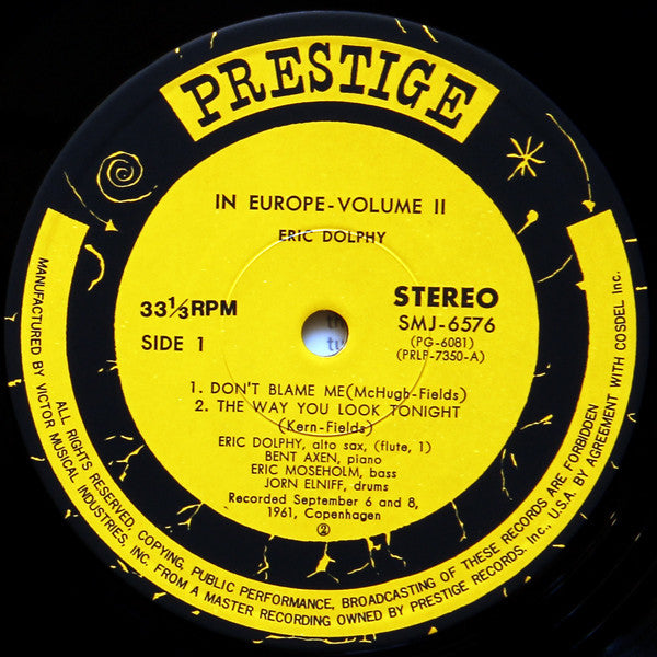 Eric Dolphy - In Europe, Vol. 2 (Vinyl, LP, Album, Reissue, Stereo) Near Mint (NM or M-) / Very Good (VG)