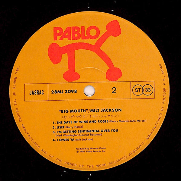 Milt Jackson - Big Mouth (Vinyl, LP, Album) Very Good Plus (VG+) / Very Good Plus (VG+)