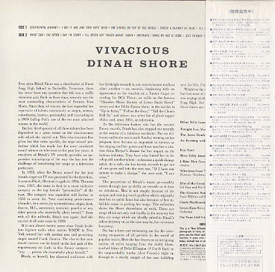Dinah Shore - Vivacious (Vinyl, LP, Album, Reissue, Mono) Very Good (VG) / Very Good (VG)