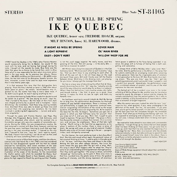 Ike Quebec - It Might As Well Be Spring (Vinyl, LP, Album, Reissue, Stereo) Near Mint (NM or M-) / Near Mint (NM or M-)