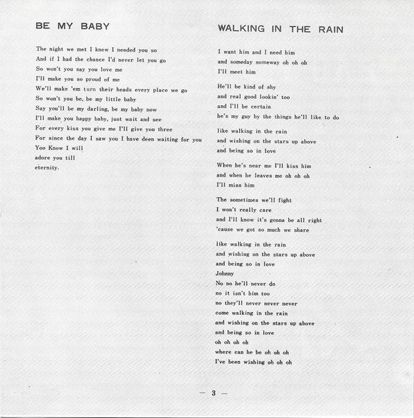The Ronettes - Be My Baby = ビー・マイ・ベイビー / Walking In The Rain = 恋の雨音 (Vinyl, 7", 45 RPM, Single, Stereo) Good Plus (G+) / Good Plus (G+)