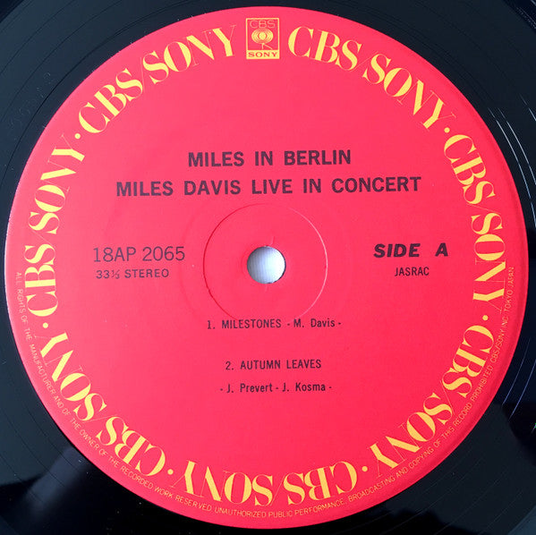 Miles Davis - Miles In Berlin (Vinyl, LP, Album, Reissue, Stereo) Very Good Plus (VG+) / Very Good Plus (VG+)