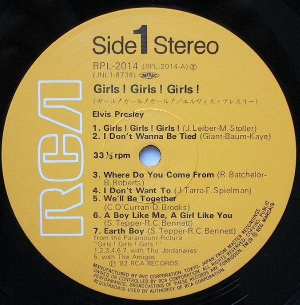 Elvis Presley - Girls! Girls! Girls! (Vinyl, LP, Album, Stereo, Reissue) Very Good Plus (VG+) / Very Good (VG)