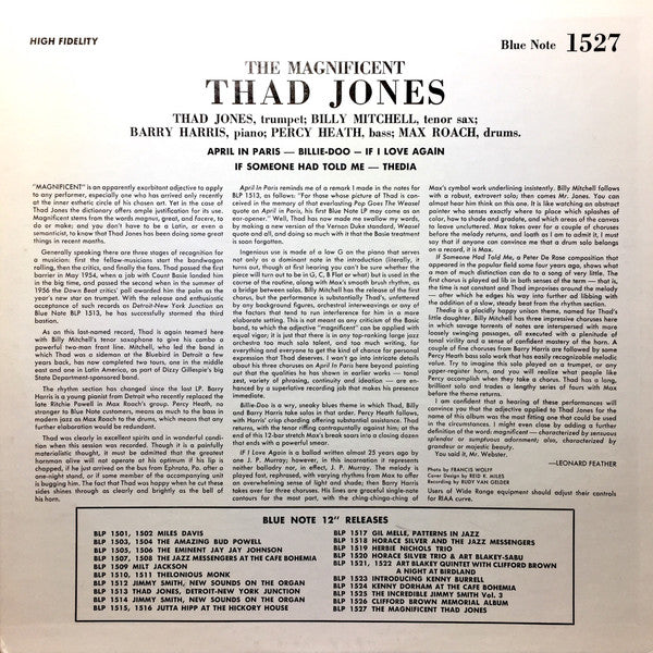 Thad Jones - The Magnificent Thad Jones (Vinyl, LP, Album, Misprint, Reissue, Mono) Very Good (VG) / Very Good Plus (VG+)