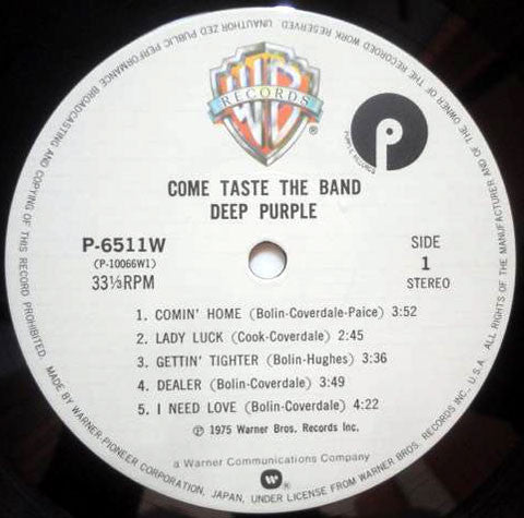 Deep Purple - Come Taste The Band (Vinyl, LP, Album, Limited Edition, Reissue, Stereo) Near Mint (NM or M-) / Very Good Plus (VG+)