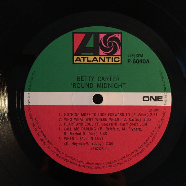 Betty Carter - 'Round Midnight (Vinyl, LP, Album) Very Good Plus (VG+) / Good Plus (G+)