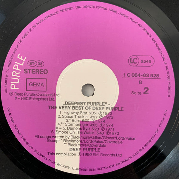 Deep Purple - Deepest Purple : The Very Best Of Deep Purple (Vinyl, LP, Compilation) Near Mint (NM or M-) / Very Good Plus (VG+)