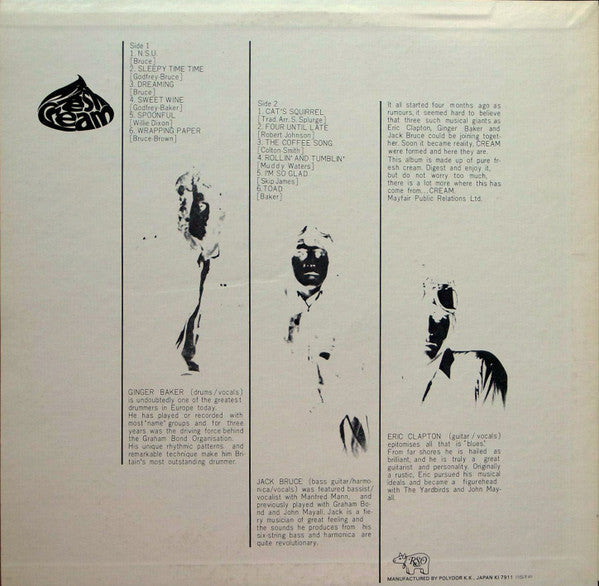 Cream (2) - Fresh Cream (Vinyl, LP, Album, Reissue, Stereo)
