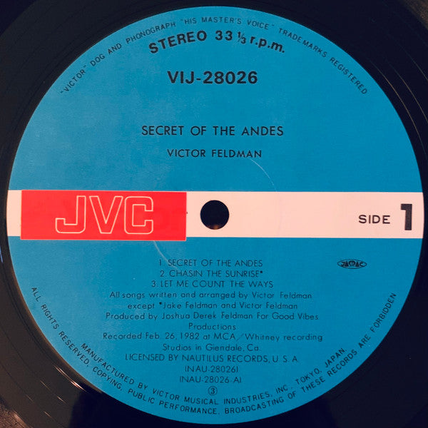 Victor Feldman - Secret Of The Andes (Vinyl, LP, Album, Reissue, Stereo) Near Mint (NM or M-) / Very Good Plus (VG+)