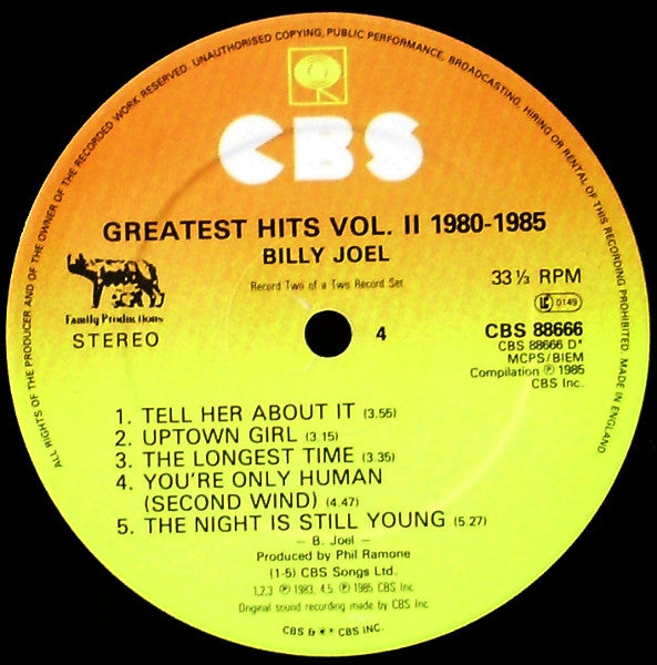 Billy Joel - Greatest Hits Volume I & Volume II (Vinyl, LP, Compila...
