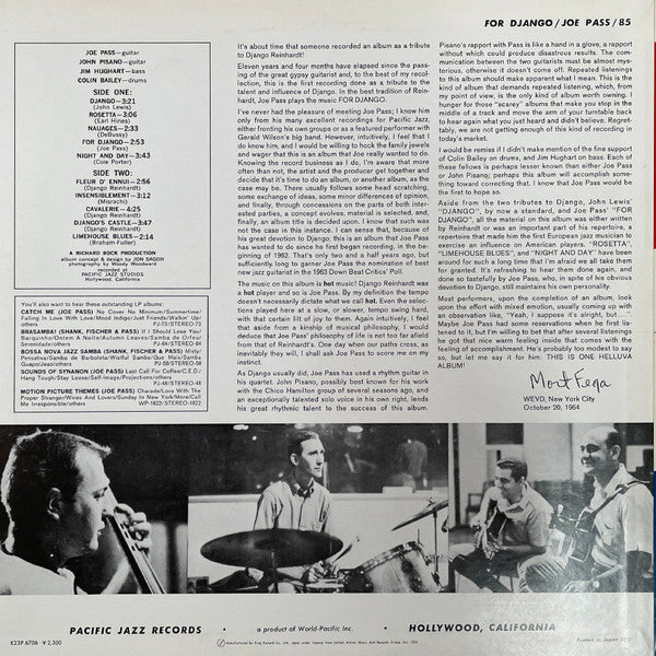 Joe Pass - For Django (Vinyl, LP, Album, Stereo)