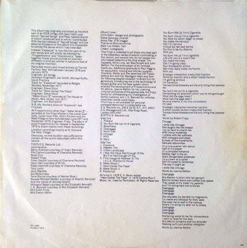 Robert Fripp - Exposure (Vinyl, LP, Album) Very Good (VG) / Very Good Plus (VG+)