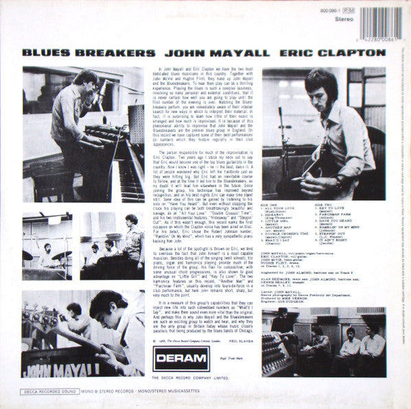 John Mayall - Blues Breakers (Vinyl, LP, Album, Reissue) Very Good Plus (VG+) / Very Good Plus (VG+)