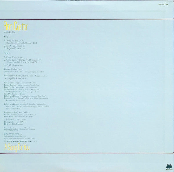 Ron Carter - A Song For You (Vinyl, LP, Album, Stereo) Very Good (VG) / Very Good Plus (VG+)