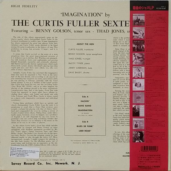The Curtis Fuller Sextet - Imagination (Vinyl, LP, Album, Mono, Reissue) Near Mint (NM or M-) / Very Good Plus (VG+)