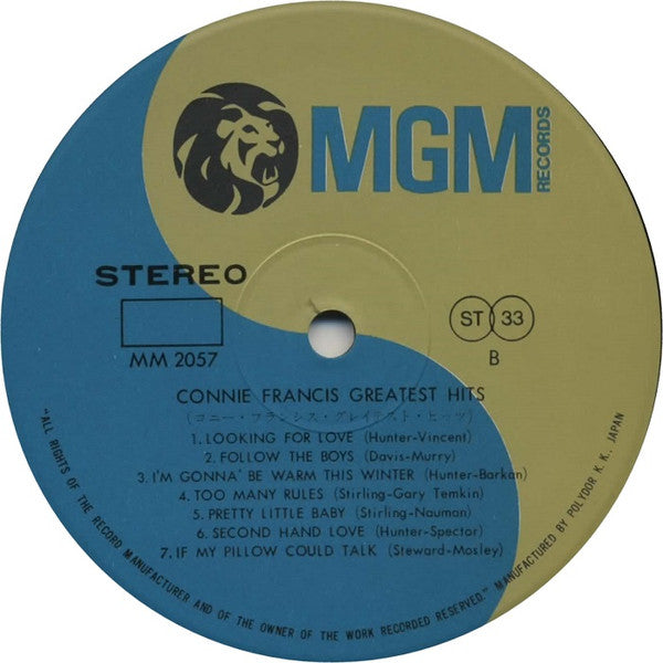 Connie Francis - Greatest Hits (Vinyl, LP, Compilation) Very Good (VG) / Very Good (VG)