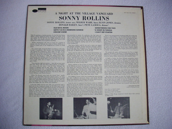 Sonny Rollins - A Night At The "Village Vanguard" (Vinyl, LP, Album, Mono, Reissue) Good Plus (G+) / Very Good (VG)