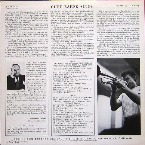 Chet Baker - Chet Baker Sings (Vinyl, LP, Album, Reissue, Mono)
