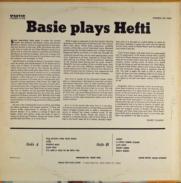 Count Basie - Basie Plays Hefti (Vinyl, LP, Album, Reissue, Stereo) Very Good (VG) / Very Good (VG)