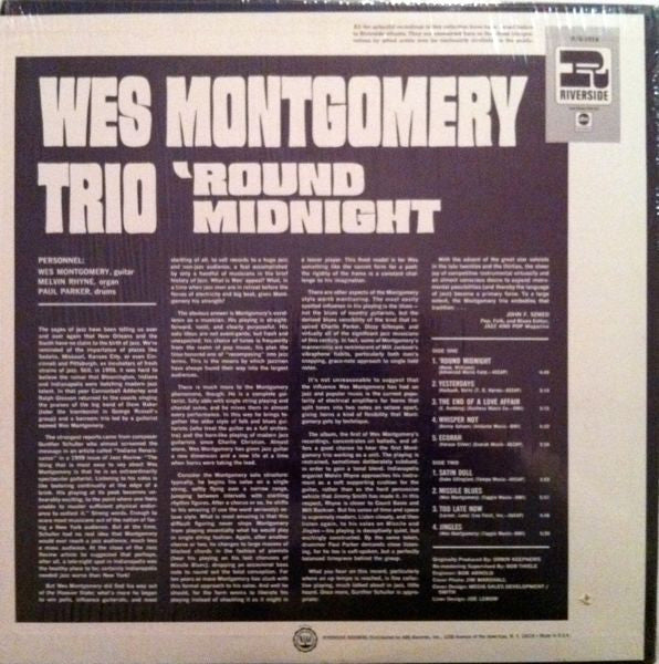 The Wes Montgomery Trio - 'Round Midnight (Vinyl, LP, Album, Reissue, Remastered, Stereo) Good Plus (G+) / Good Plus (G+)