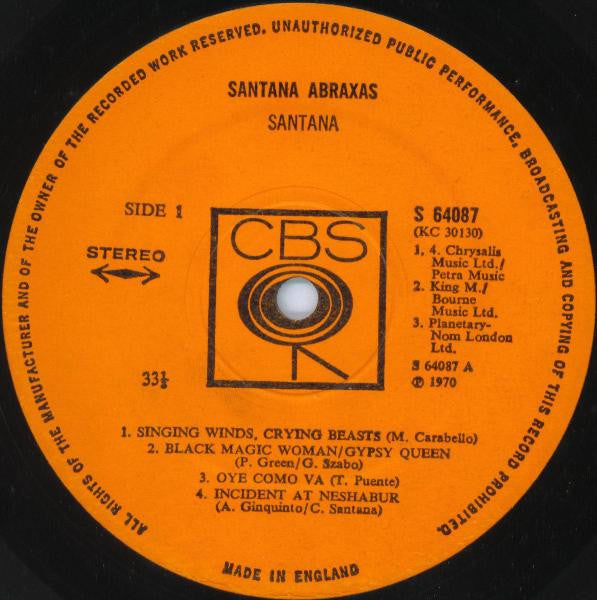 Santana - Abraxas (Vinyl, LP, Album, Repress, Stereo) Good Plus (G+) / Good Plus (G+)
