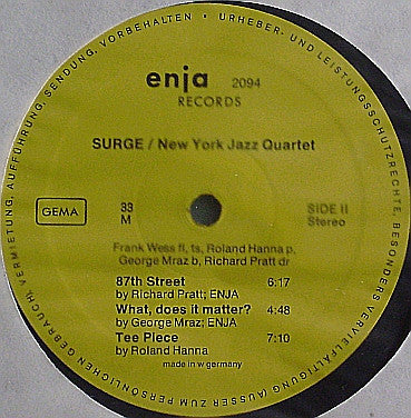 New York Jazz Quartet - Surge (Vinyl, LP, Album) Very Good Plus (VG+) / Very Good Plus (VG+)