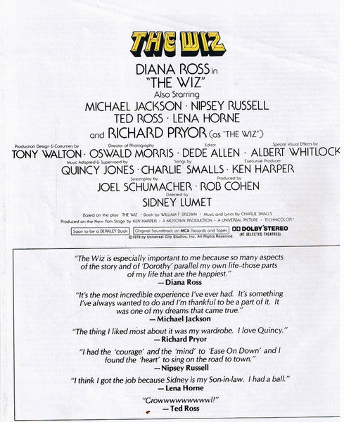 Various - The Wiz (Original Motion Picture Soundtrack) (2xVinyl, LP, Album) Good Plus (G+) / Very Good (VG)