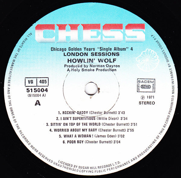 Howlin' Wolf - London Sessions (Vinyl, LP, Album, Stereo) Good Plus (G+) / Very Good (VG)