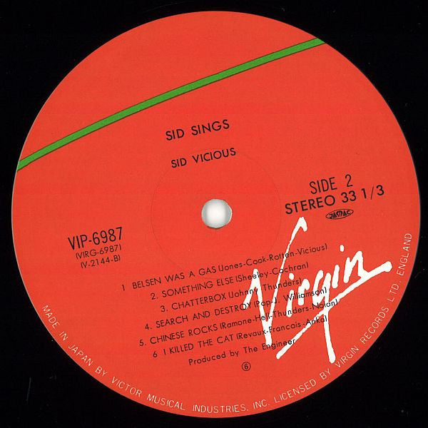 Sid Vicious - Sid Sings (Vinyl, LP, Album, Reissue) Very Good Plus (VG+) / Good Plus (G+)