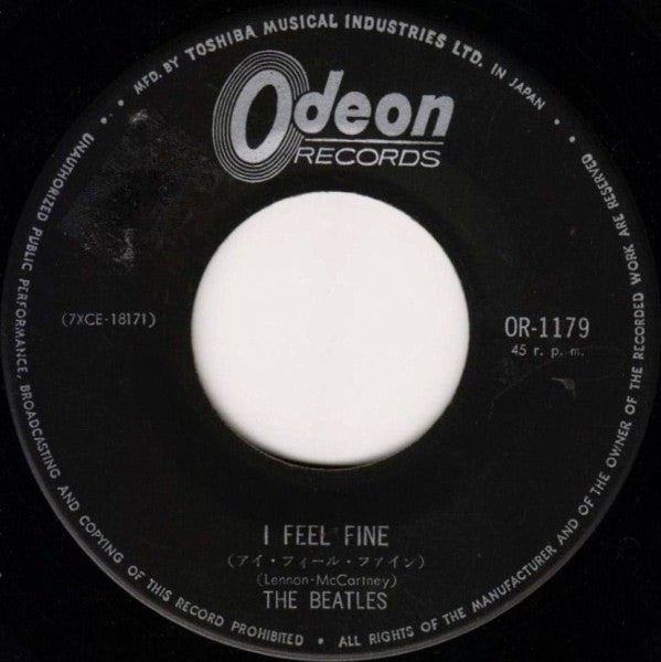 The Beatles - アイ・フィール・ファイン = I Feel Fine / シーズ・ア・ウーマン = She's A Woman (Vinyl, 7", 45 RPM, Single, Mono) Very Good (VG) / Good Plus (G+)
