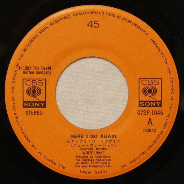 Whitesnake - Here I Go Again / Is This Love (Vinyl, 7", 45 RPM, Single) Near Mint (NM or M-) / Near Mint (NM or M-)