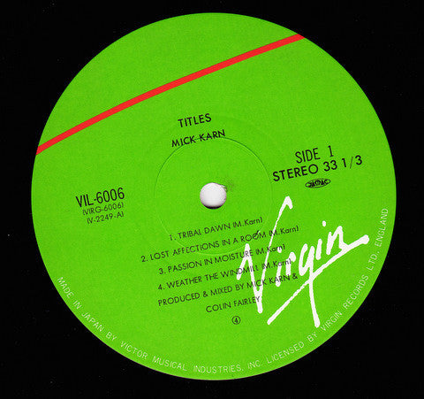 Mick Karn - Titles (Vinyl, LP, Album)