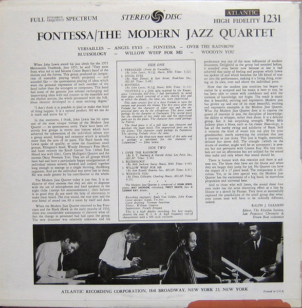 The Modern Jazz Quartet - Fontessa (Vinyl, LP, Album, Repress, Stereo) Good Plus (G+) / Very Good (VG)