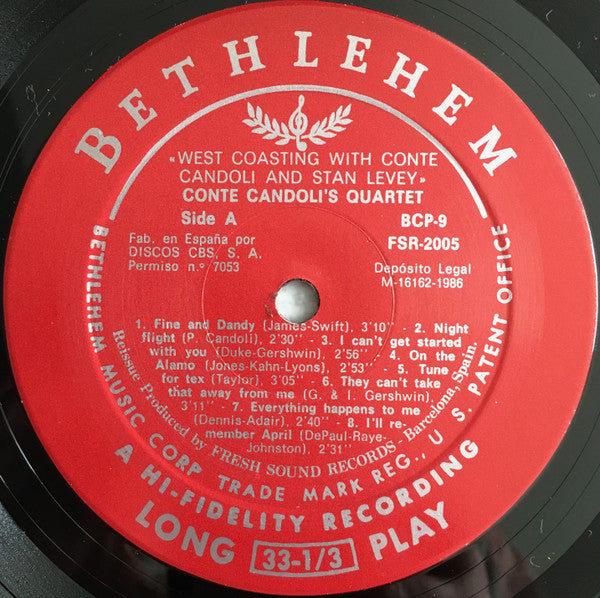 The Conte Candoli Quartet - West Coasting With Conte Candoli And Stan Levey (Spanish Reissue) (Vinyl, LP, Compilation) Very Good Plus (VG+) / Very Good (VG)