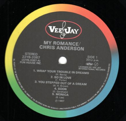 The Chris Anderson Trio - My Romance (Vinyl, LP, Reissue, Stereo) Very Good Plus (VG+) / Very Good Plus (VG+)