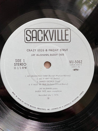 Jay McShann - Crazy Legs & Friday Strut (Vinyl, LP, Album, Promo) Very Good Plus (VG+) / Very Good (VG)