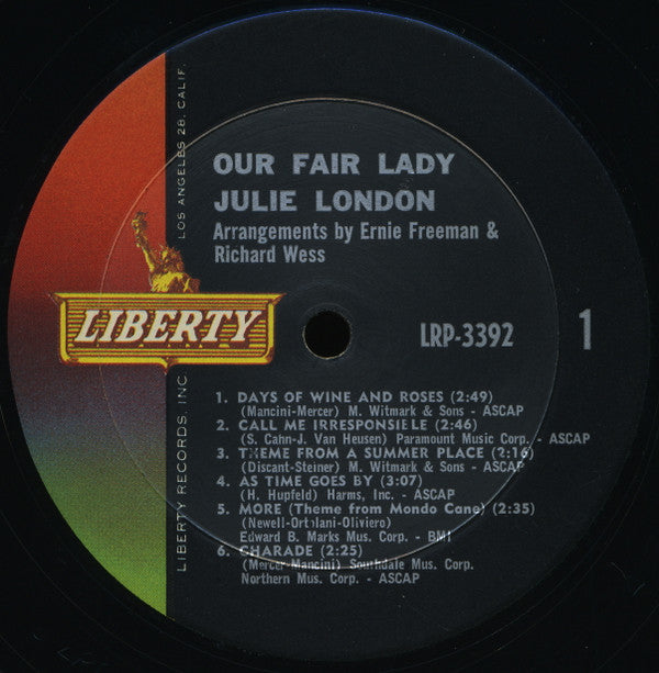 Julie London - Our Fair Lady (Vinyl, LP, Mono, Album) Very Good (VG) / Good Plus (G+)