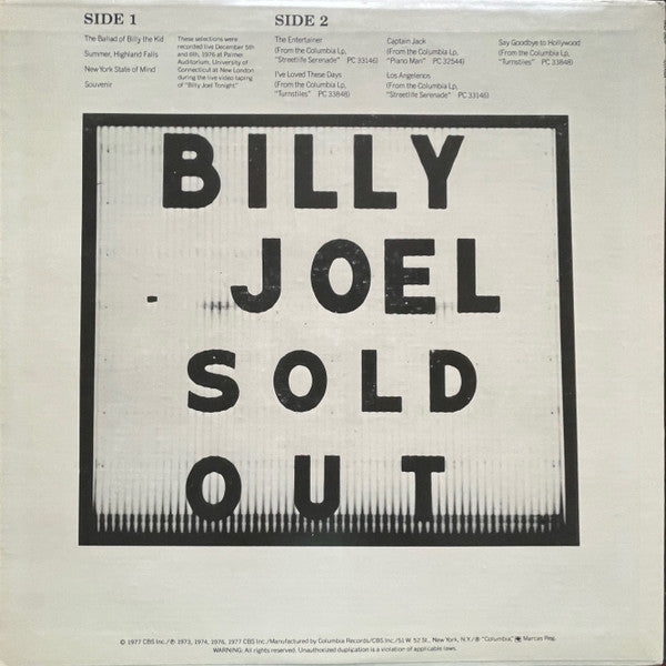 Billy Joel - Souvenir (Vinyl, LP, Promo, Sampler, Unofficial Release) Very Good (VG) / Very Good (VG)