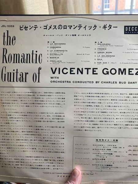Vicente Gomez - The Romantic Guitar Of Vicente Gomez (Vinyl, 12", Album) Very Good (VG) / Very Good Plus (VG+)
